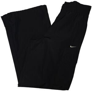 NWOT S Women's Nike Black Nylon-Blend Wide Leg Woven Cargo Pants w/Bungee Hem